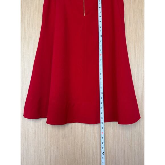 Calvin Klein A Line Midi Skirt Womens Size 8 Pockets Red Lined Event Holiday - Picture 9 of 11